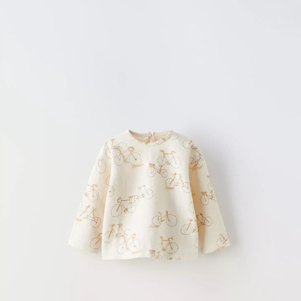 Kids Cream Bicycle Print Shirt